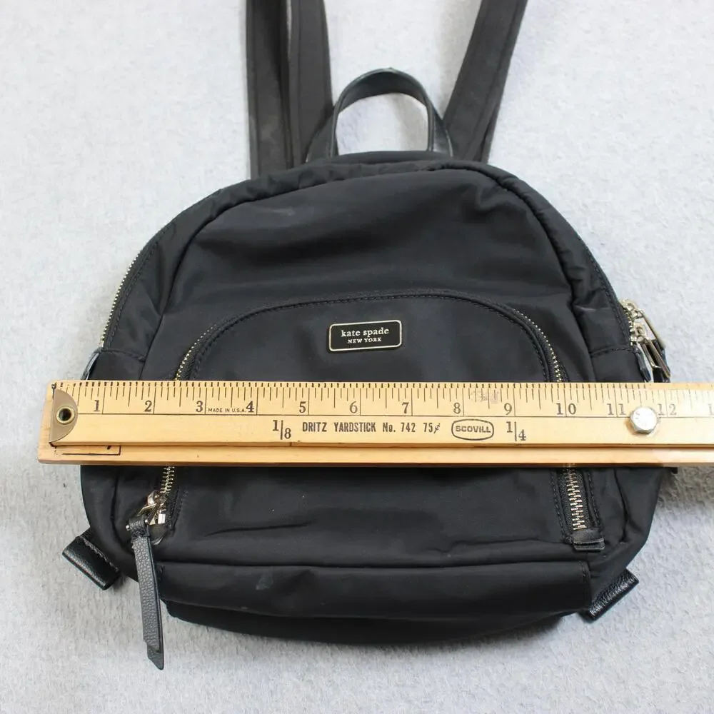 Kate Spade Backpack Women Small Black Nylon Mini Bag Gold Zip Casual Travel READ